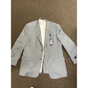 Stafford Mens Gray Blazer Jacket 42R Polyester Rayon Classic Fit